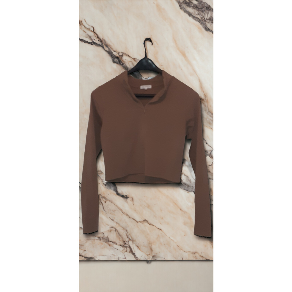 NWT - Good American Essential Zip Mock Long Sleeve Top in Putty Size: 4 - Picture 4 of 8